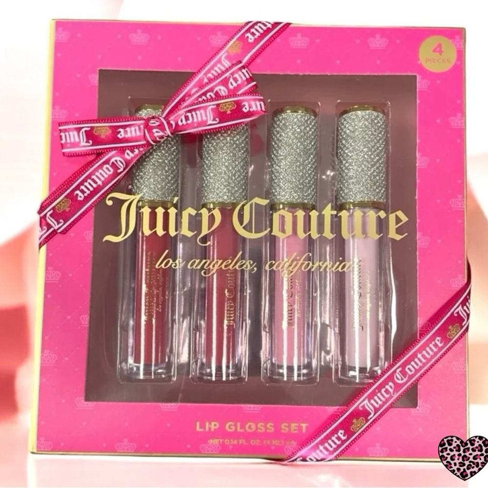 Juicy Couture Lip Gloss Set 4 ct Cherry Candy Sugar Icing Flavor Scent NEW NIB